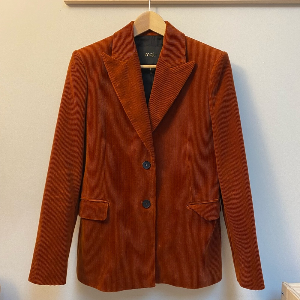 NEW! Maje Corduroy Blazer in Brick!